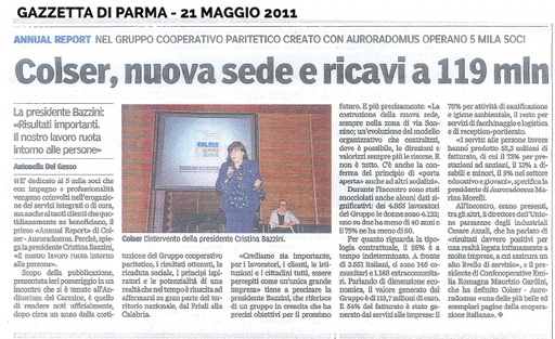 Presentazione primo Annual Report di Gruppo (Gazzetta di Parma, maggio 2011)