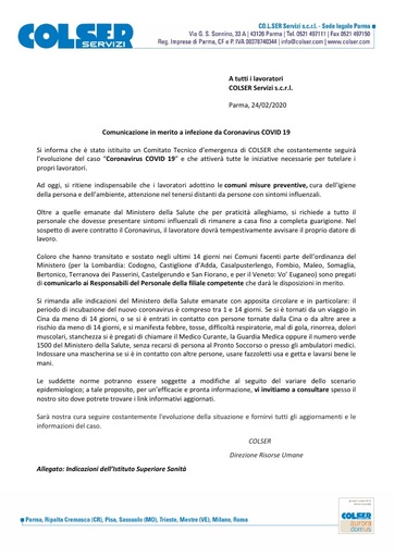 Comunicazione Coronavirus 02 2020 COLSER