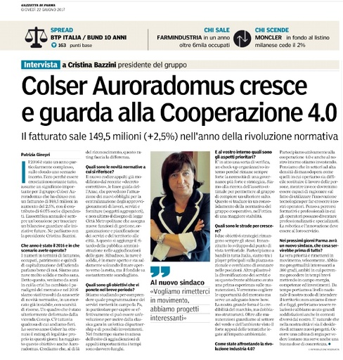 Il Gruppo cresce e guarda alla cooperazione 4.0 (Gazzetta di Parma, giugno 2017)